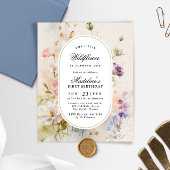 Budget Elegante Wildflower 1e Verjaardag Uitnodigi