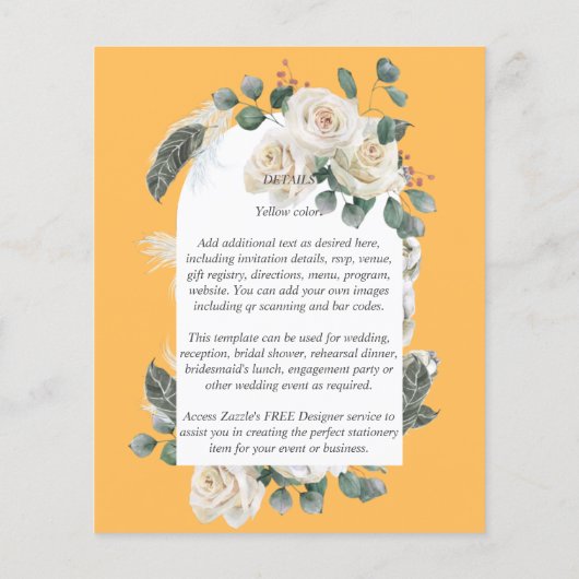 BUDGET Elegante witte rozen boog trouw uitnodiging Flyer (Achterkant)