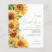 Budget elegante zonnebloem bruids douche uitnodigi flyer (Voorkant)