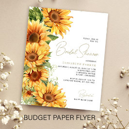 Budget elegante zonnebloem bruidsfeest uitnodiging flyer