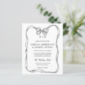 Budget Elegante Zwart & Wit Bow Uitnodiging (Staand voorkant)