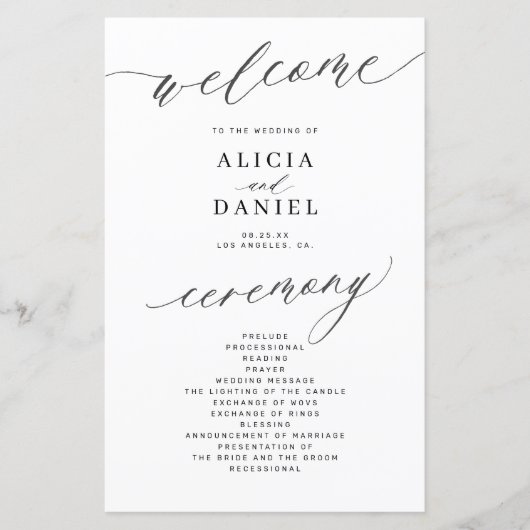 Budget elegante zwart wit foto bruiloft programma (Voorkant)