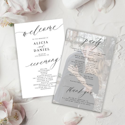 Budget elegante zwart-wit foto bruiloftsprogramma