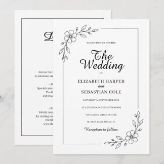 Budget Elegante Zwarte Witte Bloemrijke Rand Bruil Kaart