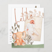 Budget Elephant Baby Foto geboortedatum bekendmaki (Voorkant / Achterkant)