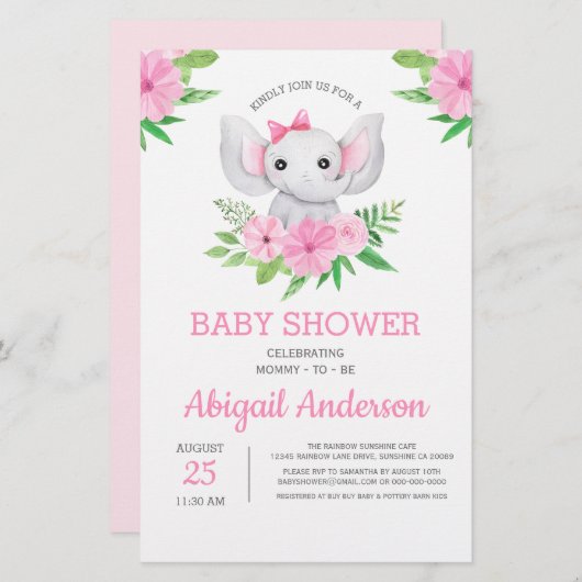 BUDGET Elephant Baby shower Florence (Voorkant / Achterkant)