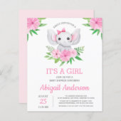 BUDGET Elephant Baby shower Girly Invitation (Voorkant / Achterkant)