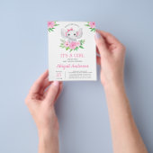 BUDGET Elephant Baby shower Girly Invitation Flyer (Hand)