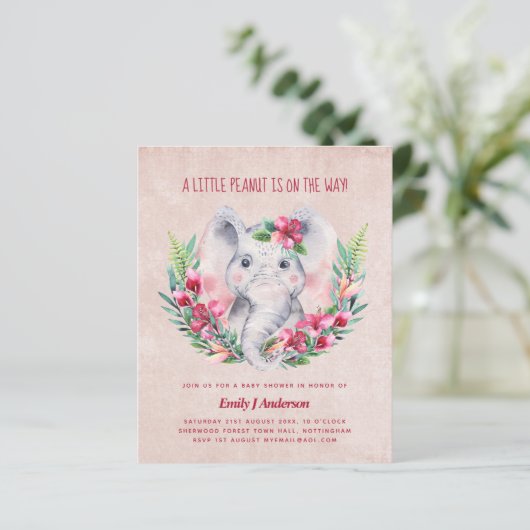 BUDGET Elephant Baby shower Invite Safari (Staand voorkant)