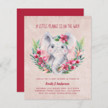 BUDGET Elephant Baby shower Invite Safari