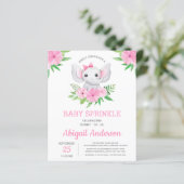 BUDGET Elephant Baby Sprinkle Floral Invitation (Staand voorkant)