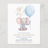 Budget Elephant Balloon Boy Baby shower Invitation (Voorkant)