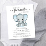 Budget Elephant Blue Baby Shower Uitnodiging<br><div class="desc">Een schattige en budgetvriendelijke babyboy douche uitnodiging met "A Sweet Little Peanut is on His Way" geschreven in een mix van soft grey moderne typografie en stijlvol script, en een pastelblauwe waterverf van een baby olifant. Je kunt de naam van de moeder en de details van de douche personaliseren in...</div>