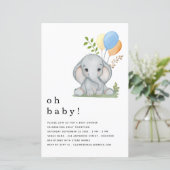 Budget Elephant Blue Boy Baby shower Uitnodiging (Staand voorkant)
