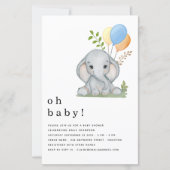 Budget Elephant Blue Boy Baby shower Uitnodiging (Voorkant)