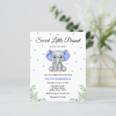 Budget Elephant Blue Boy Baby shower Uitnodiging (Staand voorkant)