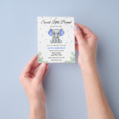 Budget Elephant Blue Boy Baby shower Uitnodiging Flyer (Hand)