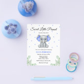 Budget Elephant Blue Boy Baby shower Uitnodiging Flyer (Enkel)