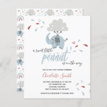 Budget Elephant Blue Boy's Baby shower Invitation