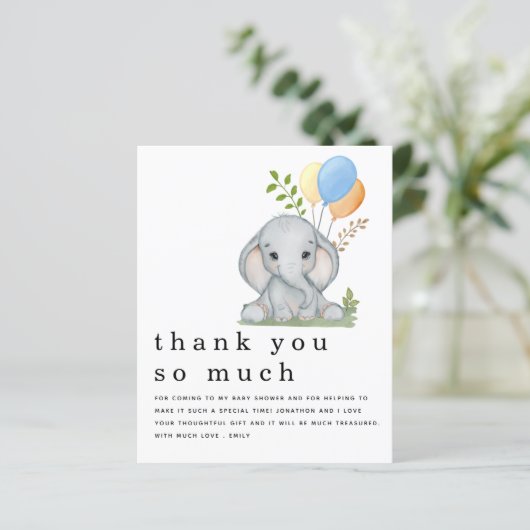 BUDGET Elephant Boy Baby shower Blue Hartelijk dan (Staand voorkant)
