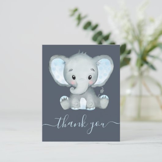 BUDGET Elephant Boy Baby shower Dank je wel (Staand voorkant)