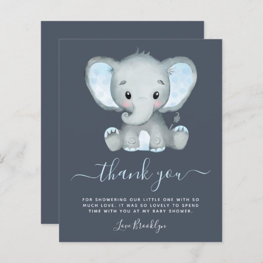BUDGET Elephant Boy Baby shower Dank je wel (Voorkant / Achterkant)