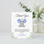 Budget Elephant Boy Baby shower Dank u Kaart (Staand voorkant)