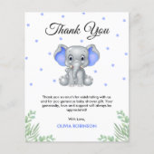 Budget Elephant Boy Baby shower Dank u Kaart (Voorkant)