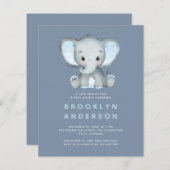 BUDGET Elephant Boy Baby shower Uitnodiging (Voorkant / Achterkant)
