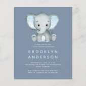 BUDGET Elephant Boy Baby shower Uitnodiging (Voorkant)