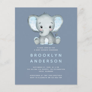 BUDGET Elephant Boy Baby shower Uitnodiging