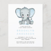 BUDGET Elephant Boy Baby shower Uitnodiging (Voorkant)