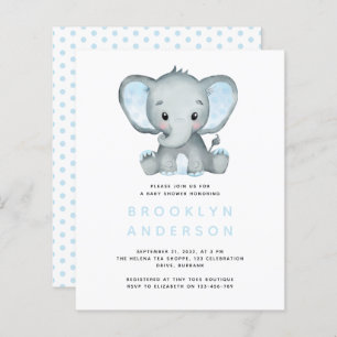 BUDGET Elephant Boy Baby shower Uitnodiging