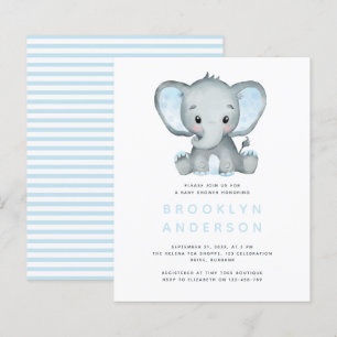 BUDGET Elephant Boy Baby shower Uitnodiging