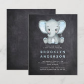 BUDGET Elephant Boy Baby shower Uitnodiging (Voorkant / Achterkant)