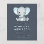 BUDGET Elephant Boy Baby shower Uitnodiging (Voorkant)