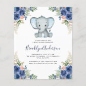 BUDGET Elephant Boy Baby shower Uitnodiging (Voorkant)