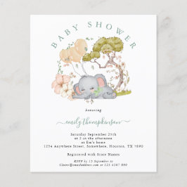 Budget Elephant Boy Sage Baby shower Uitnodiging