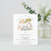 Budget Elephant Boy Sage Baby shower Uitnodiging (Staand voorkant)