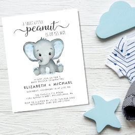Budget Elephant Couples Baby Boy Shower Uitnodigin