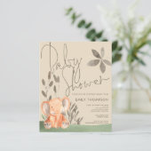 Budget Elephant Cream Baby shower Uitnodiging (Staand voorkant)