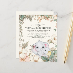 Budget Elephant Cream Virtual Baby shower nodigt u