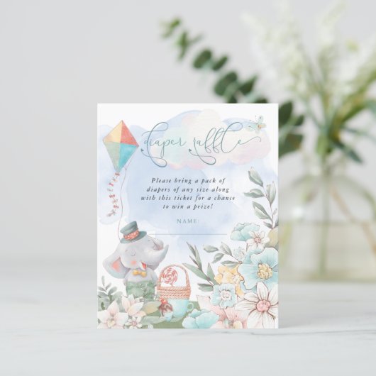 Budget Elephant Diaper Raffle Baby shower Picnic (Staand voorkant)