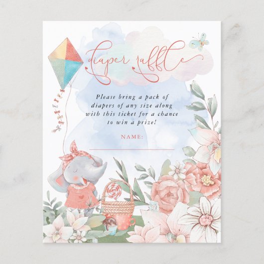 Budget Elephant Diaper Raffle Baby shower Picnic (Voorkant)