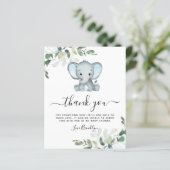 BUDGET Elephant Eucalyptus Baby shower Dank u wel (Staand voorkant)