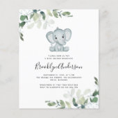 BUDGET Elephant Eucalyptus Baby shower Uitnodiging (Voorkant)
