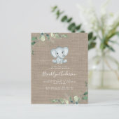 BUDGET Elephant Eucalyptus Baby shower Uitnodiging (Staand voorkant)