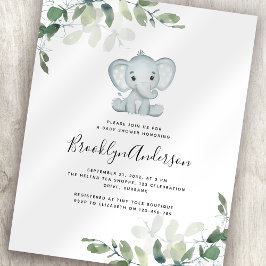 BUDGET Elephant Eucalyptus Baby shower Uitnodiging