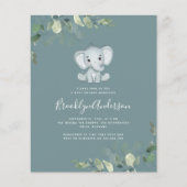 BUDGET Elephant Eucalyptus Baby shower Uitnodiging (Voorkant)