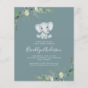 BUDGET Elephant Eucalyptus Baby shower Uitnodiging